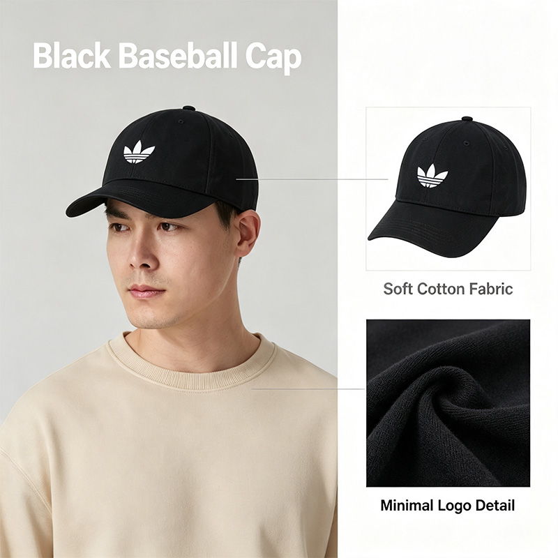Adidas Black Baseball Cap Soft - Outdoor Sport Logo ulasan dan harga